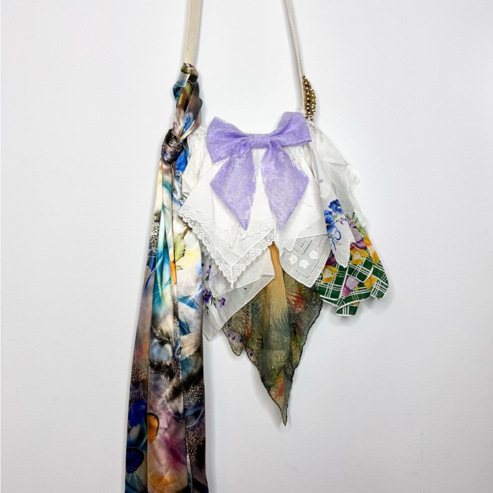 Handmade handkerchief bohemian crossbody bag.
